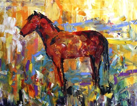 Abstract Horse Painting Red Horse by Texas Equine Artist Laurie Pace