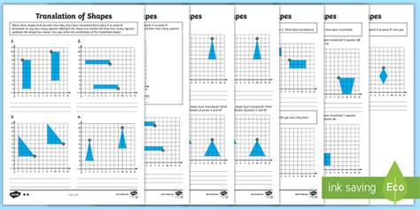KS2 Translation of Shapes Sheets - Translating Shapes Year 4