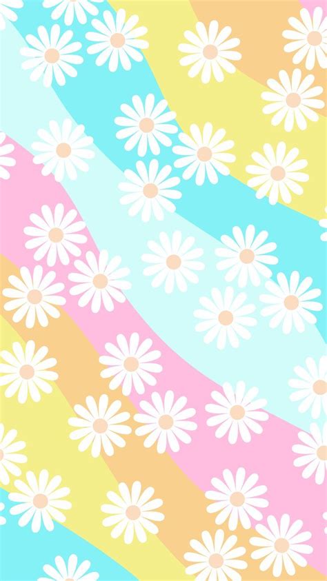 Phone wallpaper, background. 'bright pastel daisy design' | Flower wallpaper, Iphone background ...