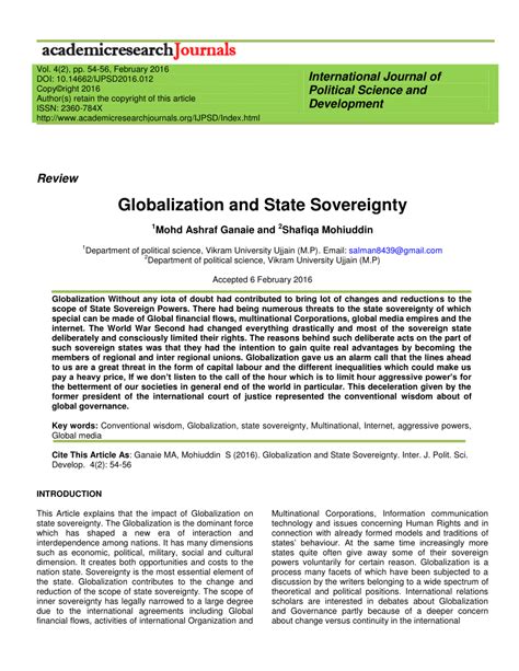 (PDF) Globalization and State Sovereignty