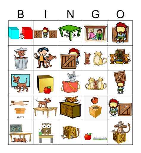 Prepositions of place Bingo Card