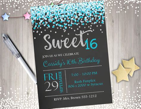 Sweet 16 Birthday Invitations Templates Free