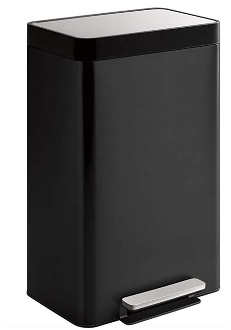 13-Gallon Step Trash Can, Black Stainless | Kitchen trash cans, Gallon, Trash can