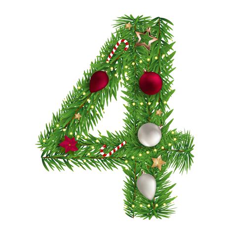 Christmas alphabet number 4 vector illustration 3299489 Vector Art at ...