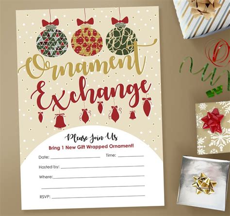 Ornament Exchange Party Printable Invitation, Instant Download and Fill-In Your Own I ...