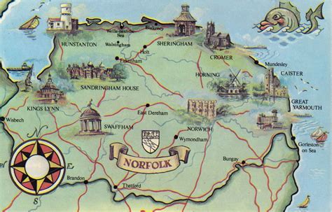 Norfolk Antique Maps, Old Maps of Norfolk, Vintage Maps of Norfolk, UK