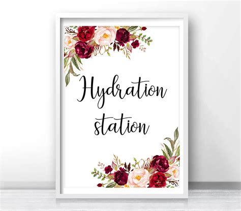 Hydration Station Sign Printable Burgundy Wedding Beverage - Etsy UK