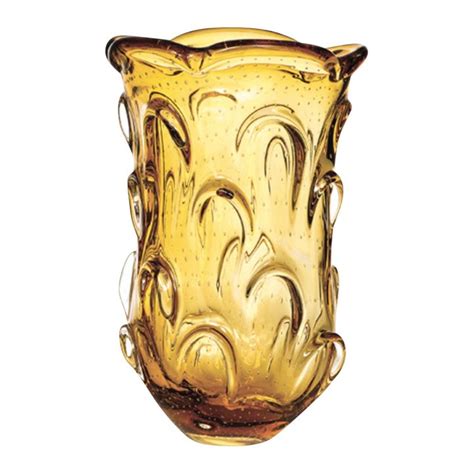 Petal Art Glass Vase Tall Honey