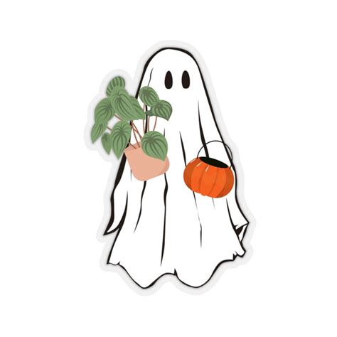 Spooky Ghost Sticker Halloween Sticker Spooky Sticker Plant - Etsy