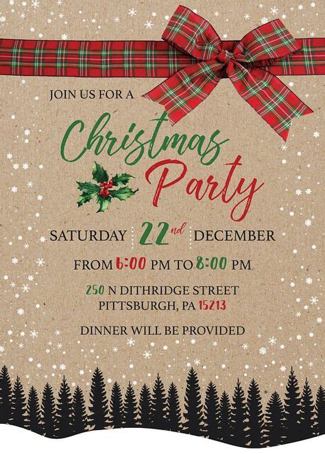 Rustic Christmas Party Invitation, Company Holiday Party Invite, Company Christmas Party ...