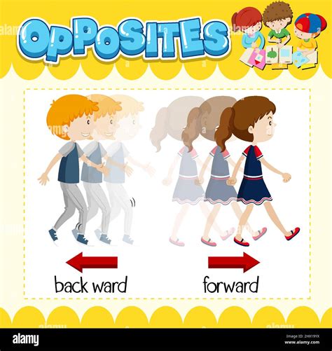 Opposite words for back ward and forward illustration Stock Vector ...