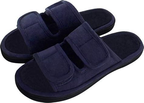 Amazon.com | Mens Slippers, Adjustable Open Toe Orthopedic Diabetic Arthritis Edema Flat Swollen ...