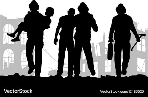 Firefighters silhouette Royalty Free Vector Image