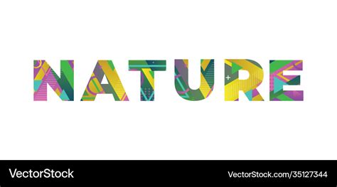 Nature concept retro colorful word art Royalty Free Vector