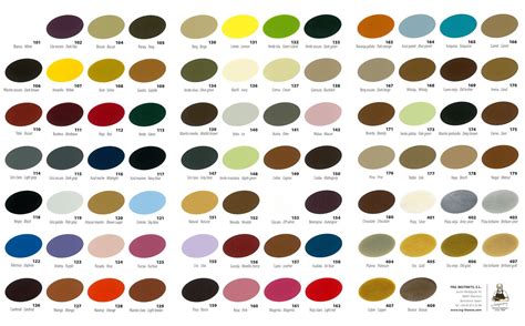 Color Chart for Leather Dye