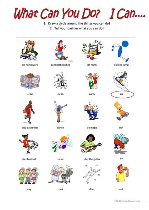 What Can You Do? I Can.... - English ESL Worksheets for distance ...