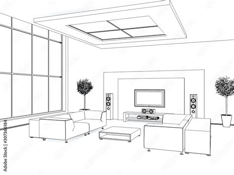 Interior Design Sketches Living Room