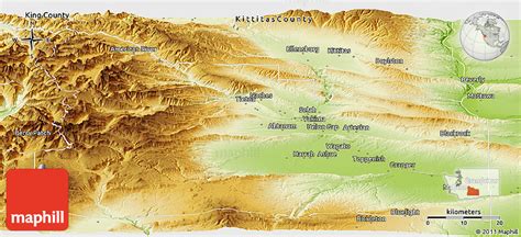 Physical Panoramic Map of Yakima County