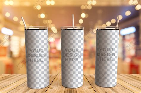 20 oz Skinny Stainless Steel Tumbler Mockup Full Wrap View | Etsy