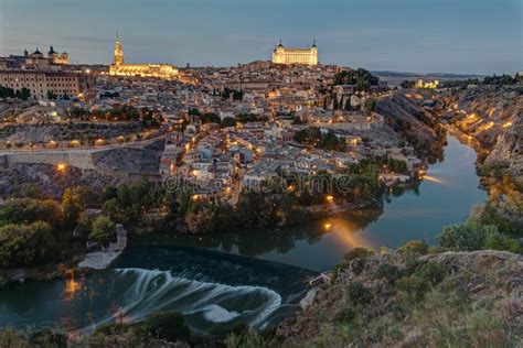 View of Toledo in Spain with the Tagus River Stock Image - Image of night, fortification: 103346179