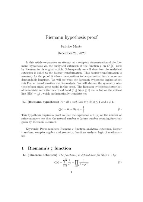 (PDF) Riemann Hypothesis proof