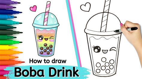 How To Draw a Cute Boba Tea Easy Drawing For toddlers - YouTube