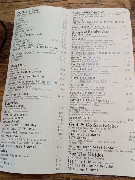 Menu at Playa Provisions pub & bar, Los Angeles, 119 Culver Blvd