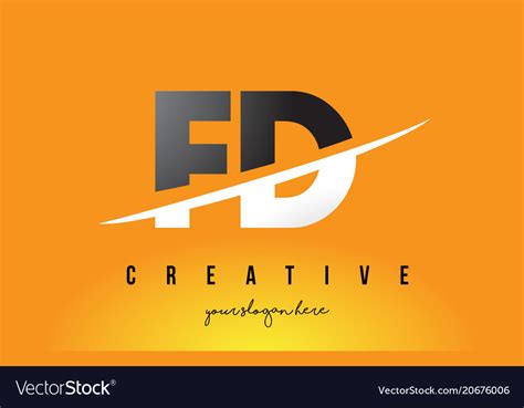 Fd f d letter modern logo design with yellow Vector Image