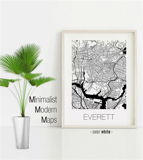 Everett Massachusetts Everett MA Map Everett Map Everett - Etsy