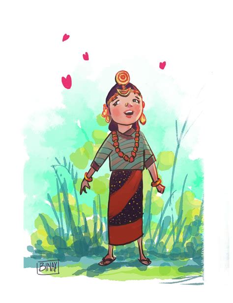 Cute Nepali Girl in Traditional Dress | Traditional dresses, Dress illustration, Illustration