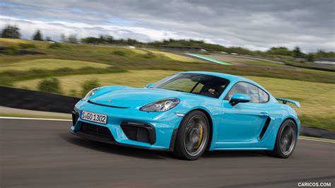 Porsche 718 Cayman GT4 | 2020MY (Color: Miami Blue) | Front Three-Quarter