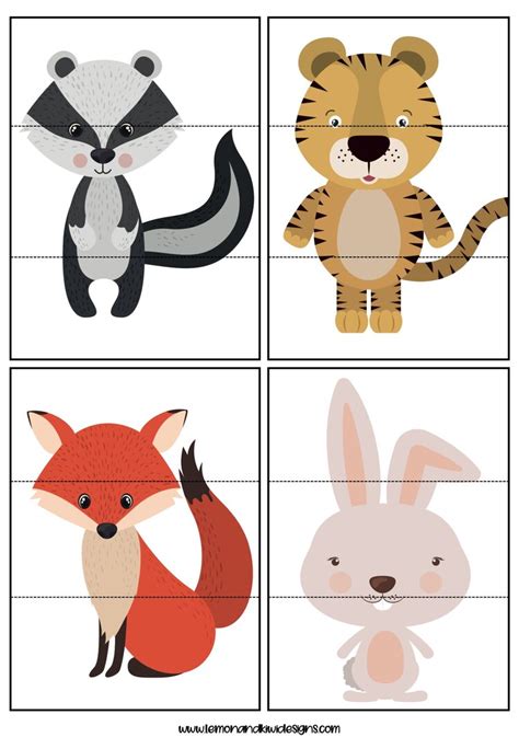 Free printable animal mix match puzzles – Artofit