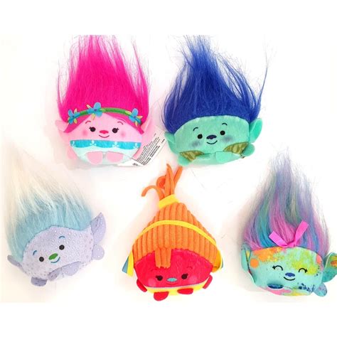 Trolls NEW Mini Figure Original Movie Plush Stuff Animal Playset 5 Lot ...