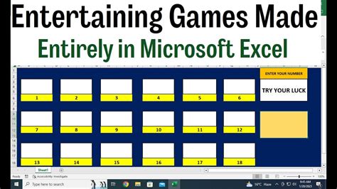 how To Make Microsoft excel games || Entertaining Games Made - YouTube