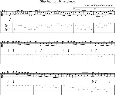 Folk and Traditional Music, Sheet-Music, Guitar tab, mp3 audio, midi and PDF for: Slip Jig From ...