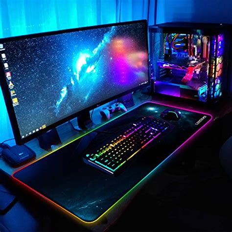 LUXCOMS RGB Soft Gaming Mouse Pad Large, Oversized Glowing Led Extended Mousepad, Non-Slip ...