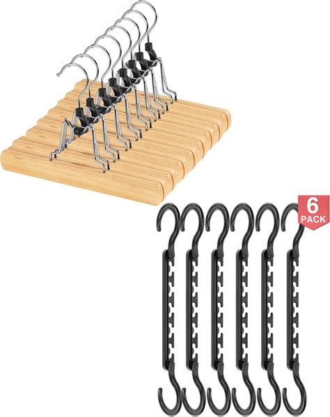 Amazon.com: AMKUFO Wooden Pant Hangers and 6 Closet Organizers : Home ...