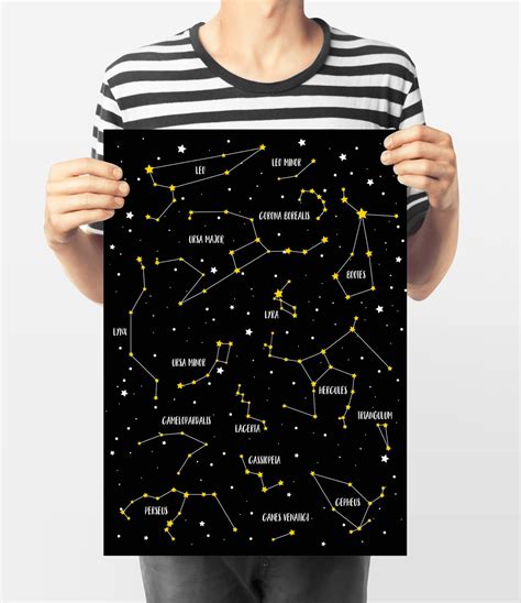 Constellation Print Constellation Poster Star Map Black Printable Art ...