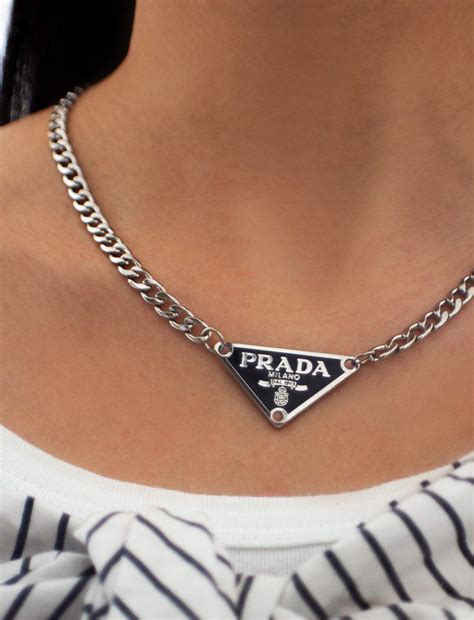 Prada plaque necklace