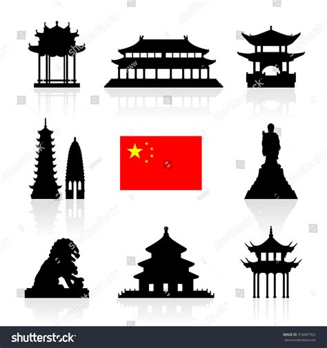 China Landmarks Icon Set. Vector And Illustration. - 316687922 ...