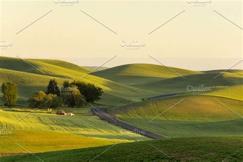 Rolling hills at sunset containing fields, sunset, and hills | High ...