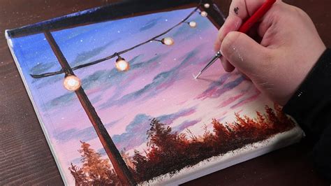 Night Lights / Easy acrylic painting for beginners / PaintingTutorial ...