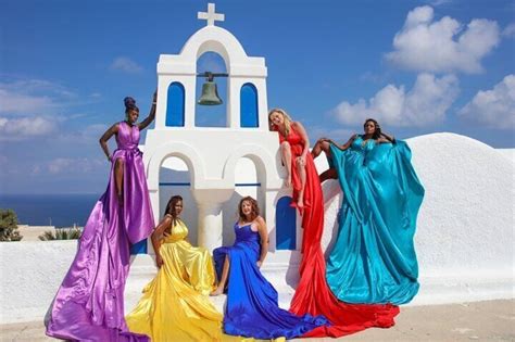 Santorini Flying Dress Photography