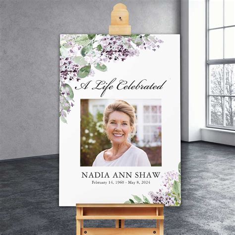 Funeral Poster Template Lilac Custom Photo Celebration of Life