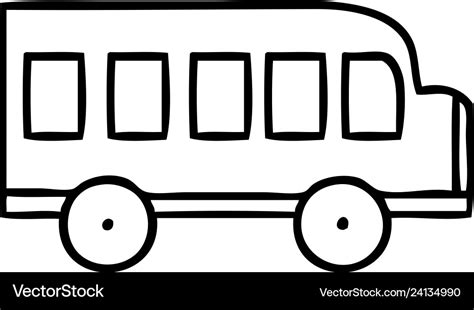 Line drawing cartoon school bus Royalty Free Vector Image