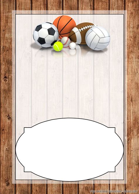 Free Printable Sport Equipment Invitation Template | Free printable birthday invitations ...