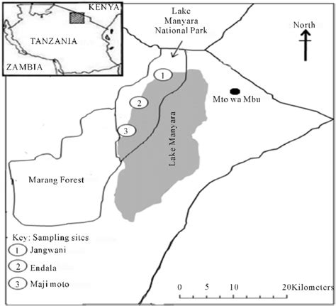 Map Showing the Locations of Lake Manyara National Park and Sampling... | Download Scientific ...