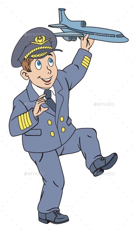 Pilot with Plane | Pilot, People illustration, Cartoon