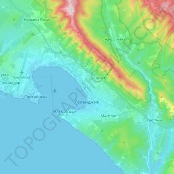 Gelendzhik topographic map, elevation, terrain