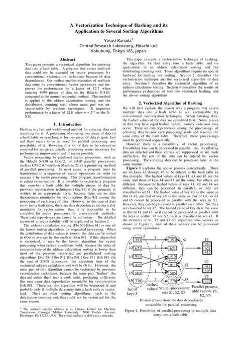 (PDF) A Vectorization Technique of Hashing and Its Application to ...